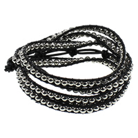 Wrap Bracelets, Waxed Nylon Cord, with Zinc Alloy, platinum color plated, adjustable & , 7mm Inch 