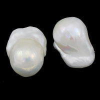 Perles nacres sans trou de culture d'eau douce, perle nucléée de culture d'eau douce, baroque, naturel, aucun trou, blanc, Niveau AA, 15-18mm, Vendu par PC