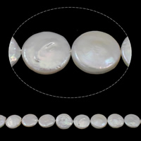 Бусины из искусственного пресноводного жемчуга в форме монеты, Пресноводные жемчуги, Плоская форма, натуральный, белый, класса AAA, 14-15mm, отверстие:Приблизительно 0.8mm, длина:Приблизительно 15.3 дюймовый, продается Strand