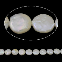 Coin Cultured Freshwater Pearl Beads, natural, white, Grade A, 12-13mm Approx 0.8mm Approx 15.3 Inch 