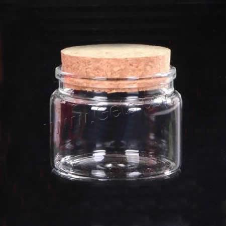 Glass Bead Container, with wood stopper, transparent & different size for choice, Sold By PC