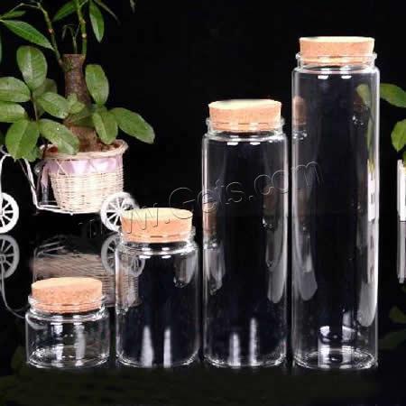 Glass Bead Container, with wood stopper, transparent & different size for choice, Sold By PC