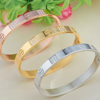 Titanium Steel Couple Bangle, Oval, plated, for couple & with rhinestone 6mm, 8mm, Inner Approx  Approx 7 Inch, Approx 8 Inch 
