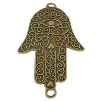 Zinc Alloy Charm Connector, Hamsa, antique bronze color plated, Islamic jewelry & 1/1 loop, nickel, lead & cadmium free Approx 2-3.5mm, Approx 