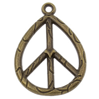Zinc Alloy Peace Pendants, Peace Logo, antique bronze color plated, nickel, lead & cadmium free Approx 2.5mm, Approx 