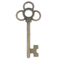 Zinklegierung Schlüssel Anhänger, antike Bronzefarbe plattiert, frei von Nickel, Blei & Kadmium, 23.5x54x4mm, Bohrung:ca. 7x5mm, ca. 225PCs/kg, verkauft von kg