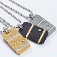 Titanium Steel Pendants, Rectangle, plated, with rhinestone Approx 5-8mm 