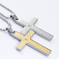 Titanium Steel Pendants, Cross, plated, with letter pattern Approx 