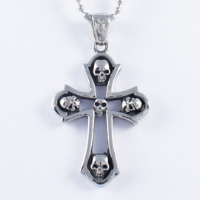 Titanium Steel Pendants, Skull Cross, blacken Approx 