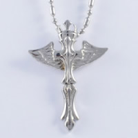 Titanium Steel Pendants, Angel Wing Cross, original color Approx 