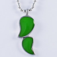 Titanium Steel Pendants, Leaf, enamel, green Approx 3-5mm 
