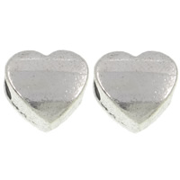 Perles European en alliage de zinc, coeur, Plaqué de couleur d'argent, sans filetage, protéger l'environnement, sans nickel, plomb et cadmium Environ 4.5mm, Environ Vendu par kg