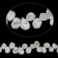 Perles de culture d'eau douce Keishi, perle d'eau douce cultivée, baroque, naturel, haut percé, blanc, grade AAA, 11-12mm Environ 0.8mm Environ 15.3 pouce, Vendu par brin
