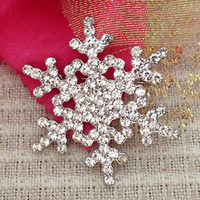 Christmas Jewelry Brooch , Zinc Alloy, Snowflake, platinum color plated, with rhinestone 