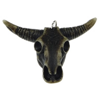 Imitation Yak Bone Resin Pendants, with Iron, Bull, platinum color plated Approx 9mm 