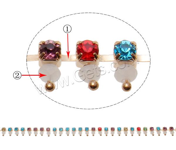 Brass Rhinestone Cup Chain, with Crystal, plated, faceted & with rhinestone, more colors for choice, nickel, lead & cadmium free, 3.5x2.5mm, 3.5x4mm, Sold By m