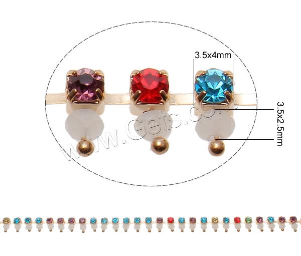 Brass Rhinestone Claw cadena, metal, con Cristal, chapado, facetas & con diamantes de imitación, más colores para la opción, libre de níquel, plomo & cadmio, 3.5x2.5mm, 3.5x4mm, Vendido por m
