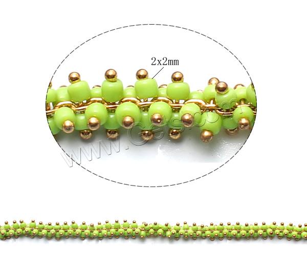 Glass Seed Beads Chain, with Brass, plated, more colors for choice, nickel, lead & cadmium free, 2x2mm, Sold By m