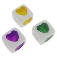 ABS Plastic Beads, Cube, mixed colors Approx 4mm, Approx 