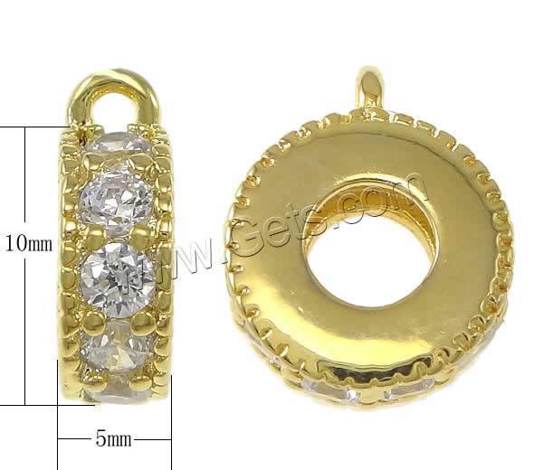 Messing Stiftöse Perlen, Kreisring, plattiert, Micro pave Zirkonia, keine, 4.2x10mm, Bohrung:ca. 3mm, 0.8mm, verkauft von PC