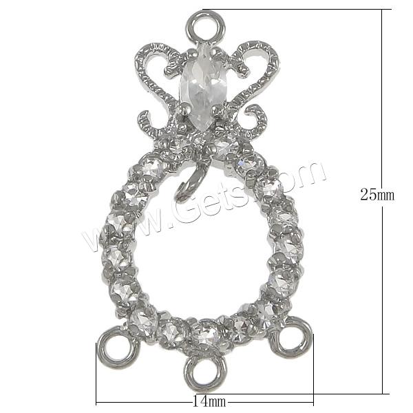 Brass Chandelier Component, Teardrop, plated, Customized & with rhinestone & 1/3 loop, more colors for choice, 14x25x3mm, Hole:Approx 1mm, Sold By PC