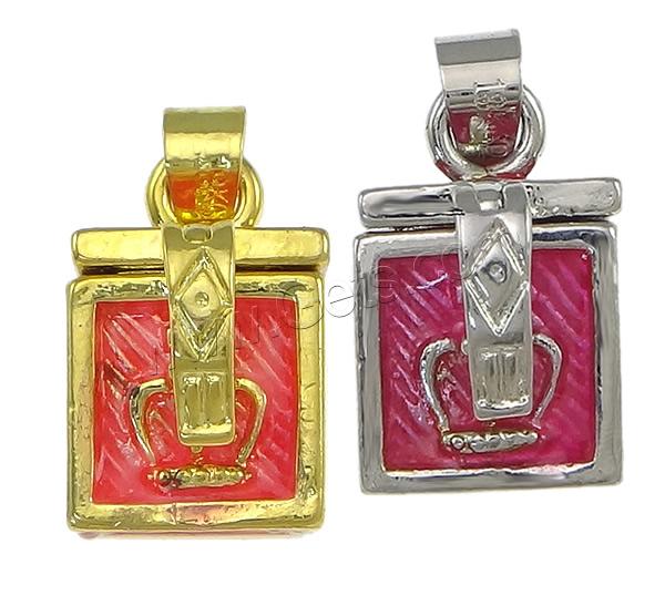 Brass European Prayer Box Pendants, Cube, plated, enamel, more colors for choice, 11x8x15mm, Hole:Approx 4x5mm, Sold By PC