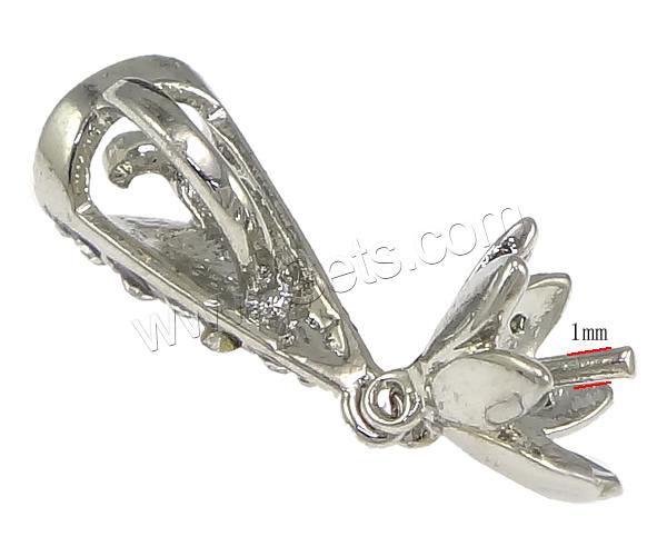 Brass Peg Bail, plated, with rhinestone, more colors for choice, 9x29mm, 1mm, Hole:Approx 6x4mm, Sold By PC