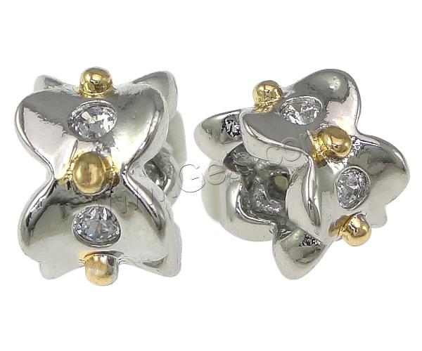 Strass Messing Europa Perlen, Blume, plattiert, ohne troll & mit Strass, keine, 6x9mm, Bohrung:ca. 5mm, verkauft von PC