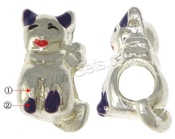 Enamel Brass European Beads, Cat, plated, more colors for choice, 8x14mm, Hole:Approx 4mm, Sold By PC