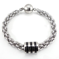 Stainless Steel Chain Bracelets, 316L Stainless Steel, rope chain & enamel, 8mm Approx 8 Inch 