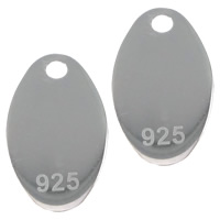 Sterling Silver Tag, 925 Sterling Silver, Oval, plated Approx 0.5mm 