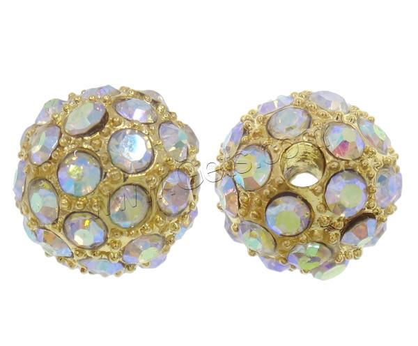 Rhinestone Zinc Alloy Beads, Resin Rhinestone, with Zinc Alloy, Round, plated, more colors for choice, cadmium free, 10x10mm, Hole:Approx 3mm, Sold By PC
