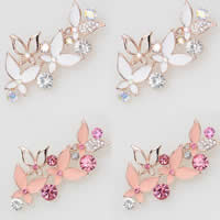 Crystal Brooch, Zinc Alloy, Butterfly, rose gold color plated, enamel & faceted & with rhinestone, mixed colors, nickel, lead & cadmium free, 51mm 