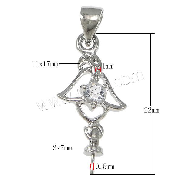 Zinc Alloy Peg Bail, Bird, plated, with rhinestone, more colors for choice, nickel, lead & cadmium free, 22mm, 11x17x4mm, 3x7mm, 0.5mm, Hole:Approx 4x4mm, Inner Diameter:Approx 1mm, Sold By PC