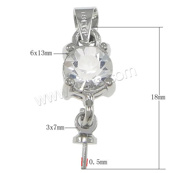 Zinc Alloy Peg Bail, plated, with rhinestone, more colors for choice, nickel, lead & cadmium free, 18mm, 6x13x5mm, 37mm, 0.5mm, Hole:Approx 4x4mm, Sold By PC