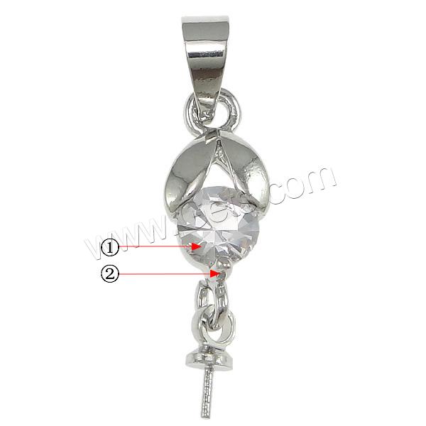 Zinc Alloy Peg Bail, plated, with rhinestone, more colors for choice, nickel, lead & cadmium free, 20mm, 6x15x4mm, 3x7mm, 0.5mm, Hole:Approx 4x4mm, Sold By PC