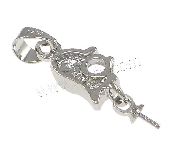 Zinc Alloy Peg Bail, Dolphin, plated, with rhinestone, more colors for choice, nickel, lead & cadmium free, 15mm, 9x5x3mm, 3x7mm, 0.5mm, Hole:Approx 4x4mm, Sold By PC