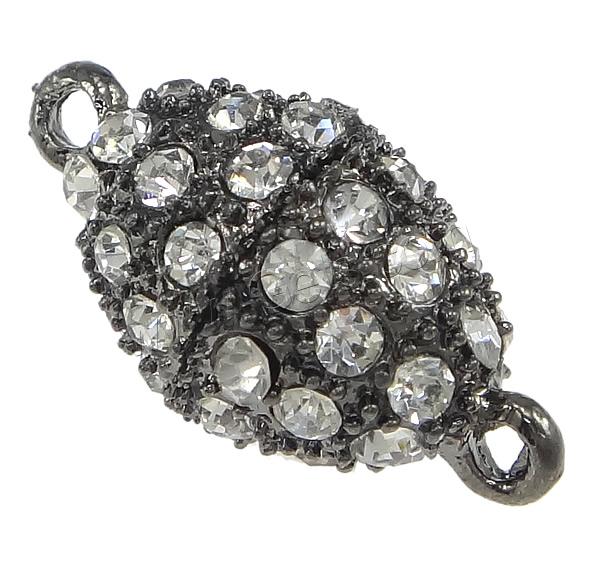 Zinc Alloy Magnetic Clasp, Oval, plated, with rhinestone & single-strand, more colors for choice, nickel, lead & cadmium free, 24x12mm, Hole:Approx 2mm, Sold By PC