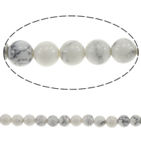 Synthetische Türkis Perlen, rund, weiß, Länge:15 ZollInch, verkauft von Strang