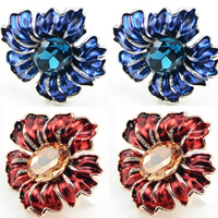 Crystal Brooch, Zinc Alloy, with Crystal, Flower, plated, enamel & faceted & with rhinestone, mixed colors, nickel, lead & cadmium free 