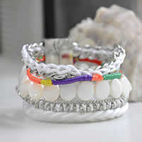 Fashion Brazilian Hipanema Bracelet, Nylon, with Resin & Zinc Alloy, platinum color plated  & with rhinestone, 40mm Approx 7 Inch 