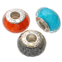 Perles European en résine, rondelle, noyau double en laiton sans filetage & facettes, plus de couleurs à choisir Environ 5mm, Vendu par PC