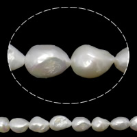 Perles nacres baroques de culture d'eau douce , perle d'eau douce cultivée, naturel, blanc, grade AAA, 11-12mm Environ 0.8mm .5 pouce, Vendu par brin