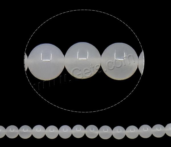 Perla de ágata blanca natural, Ágata blanca, Esférico, Modificado para requisitos particulares & más tamaños para la opción, agujero:aproximado 1-1.5mm, longitud:15.5 Inch, Vendido por Sarta