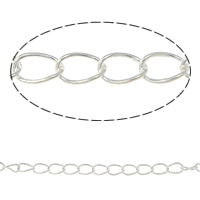 Cadena de la joyería de plata esterlina, plata de ley 925, chapado, giro oval, más colores para la opción, 4x2x0.5mm,0.4mm, Vendido por m