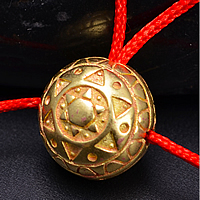 3 Hoyo Guru bolas, metal, Redondo aplanado, La joyería budista, color original, 10x11.5mm, agujero:aproximado 1.5mm, Vendido por UD