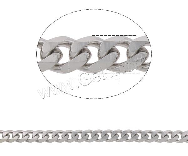 Stainless Steel Curb Chain, different size for choice, original color, 100m/Lot, Sold By Lot