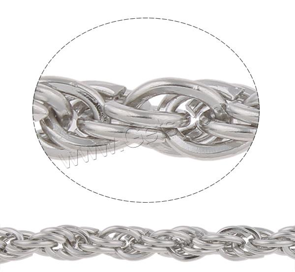 Stainless Steel Rope Chain, different size for choice, original color, 100m/Lot, Sold By Lot