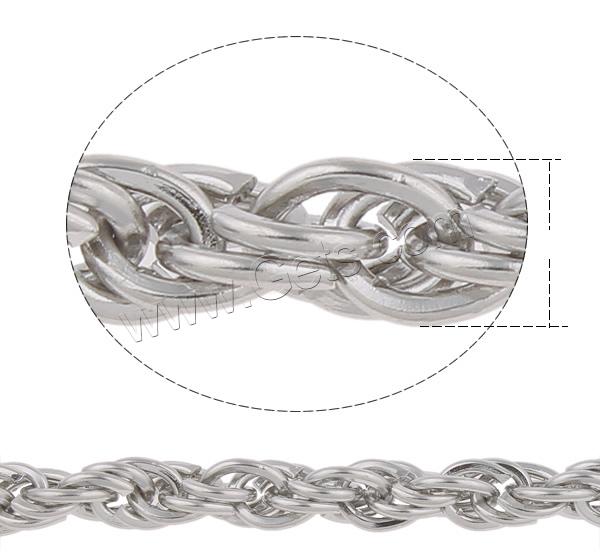 Stainless Steel Rope Chain, different size for choice, original color, 100m/Lot, Sold By Lot