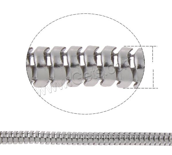 Stainless Steel Snake Chain, different size for choice, original color, 100m/Lot, Sold By Lot